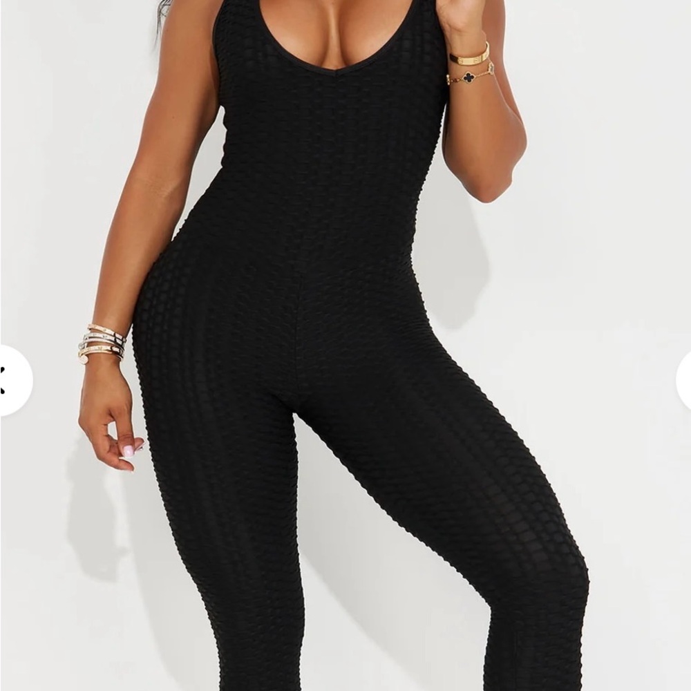 Black Textured Women's Jumpsuit